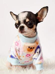 PETSIN 1 件企鹅图案法兰绒宠物服，厚实保暖的蓝色法兰绒宠物服装 - 藍色 - 查看 5