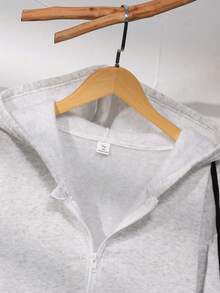 SHEIN 少女纯色时尚蝴蝶结卫衣外套，采用舒适的抓绒面料，时尚的袖子设计，整体展现青春活力少女风，适合返校季或日常户外穿着。 - 白色 - 查看 3
