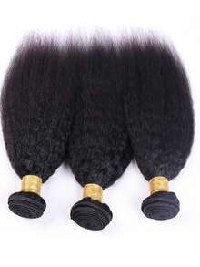 3Pcs Kinky Straight Human Hair Bundles 10-28 Inch Yaki Straight Human Hair 3 Bundles Yaki Straight 12A 100% Unprocessed Brazilian Virgin Remy Human Hair Extension For Women - Natural Black - View 10