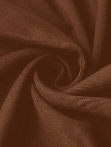 SHEIN PETITE 娇小女性通勤简约百搭可折叠裤 - 棕色 - 查看 3