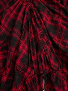 Sweetra 大码女式抽绳腰带仿格子数码印花A字裙 - 彩色 - 查看 3