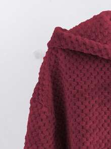 GlowEve 2025 Autumn/Winter Casual Everyday Wear High-End Design Patchwork Contrast Color Hooded Sherpa Fleece Oversized Long Sleeve Sweatshirt, Versatile - Burgundy - View 5