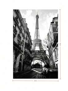 1幅复黎墙面艺术印刷品 - 黑白帆布海报，描绘女孩与埃菲尔铁塔的场景，北欧美学风格，适合客厅装饰 - A 無框 - 查看 8