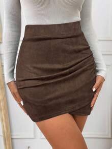 SHEIN Frenchy 女士纯色裹身裙，适合工作和通勤，秋冬季