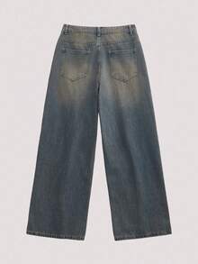 Open Phase 1 chiếc quần jean nam Justice Brother Casual, quần ống rộng thoải mái, đa năng, thương hiệu cá tính dành cho nam giới từ mùa xuân đến mùa hè, phong cách retro Mỹ, unisex, dáng rộng thoải mái – phù hợp cho trang phục hàng ngày và kỳ nghỉ hè. - Màu xanh bụi bặm - Xem 4