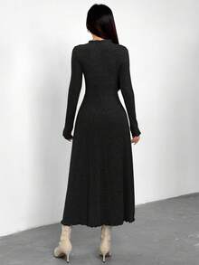 Feyla Women's Casual Solid Color Mid-Length Dress, Suitable For Commuting In Autumn - Black - View 2