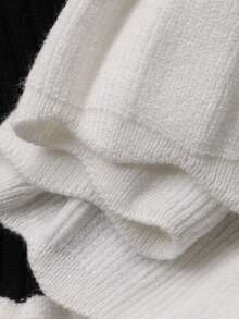 DAZY Women's Ruffle Trim Fitted Cardigan, Autumn/Winter Y2k - Black and White - View 7