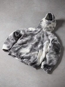 PAVTROS Manfinity Streetrush Men's Casual Loose Fit Warm Fleece Hoodie, Autumn/Winter Fuzzy Tie Dye Hoodie, Long Sleeve Top - Multicolor - View 3