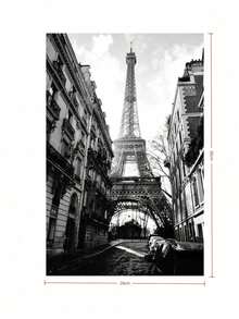 1幅复黎墙面艺术印刷品 - 黑白帆布海报，描绘女孩与埃菲尔铁塔的场景，北欧美学风格，适合客厅装饰 - A 無框 - 查看 7