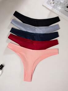 5条/包 女士弹力腰带休闲简约日式丁字裤 - 彩色 - 查看 2
