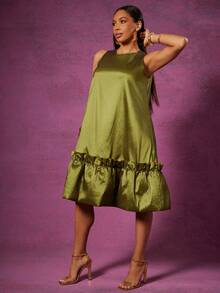 Vixey Ruffle Hem A Line Taffeta Sleeveless Dress