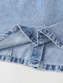 Elladie kids Tween Girls Y2K Style Denim Dress,Vintage Light Blue Long Sleeve Fitted Silhouette,Soft Casual School & Back-To-School Fashionable Autumn Dress - Light Wash - View 5