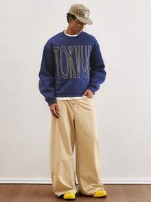 TOKVUE Sudadera con capucha bordada con gráfico para hombre - azul real - Ver 6