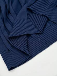 RONVEXI Sweater Rajut Kasual Lengan Panjang Kerah Tinggi Warna Polos untuk Pria - Royal Blue - View 7