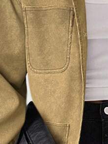 LYSMO Áo khoác cổ màu tương phản thời trang thu đông dành cho nữ - Màu Khaki - Xem 8