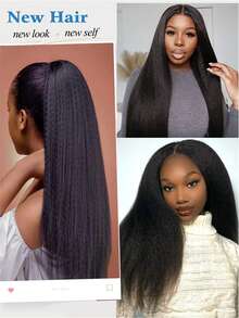 3Pcs Kinky Straight Human Hair Bundles 10-28 Inch Yaki Straight Human Hair 3 Bundles Yaki Straight 12A 100% Unprocessed Brazilian Virgin Remy Human Hair Extension For Women - Natural Black - View 2