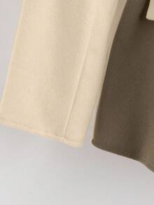 GlowEve 女士羊毛混纺西装外套，翻领设计，收腰剪裁，修身版型，休闲/商务优雅法式风格，卡其色/米色，长袖，秋冬款 - 彩色 - 查看 5