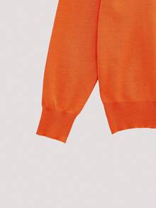 Open Phase Men's Embroidered Little Boy Pattern Crew Neck Long Sleeve Sweater, Fall Winter INS,Daily Matching, Boyfriend/Husband Gift - Orange - View 3