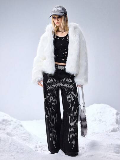 Grunge Punk Y2K Stylish Faux Fur Jacket For Women