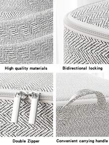 1 Túi đựng đồ dung tích lớn có khóa kéo màu xám, Túi đựng quần áo nâng cấp, Túi đựng đồ chơi, Túi đựng đồ khi di chuyển, Túi đựng đồ lặt vặt cổ điển, Túi đựng đồ họa tiết xương cá, Khóa kéo hợp kim hai chiều, Tay cầm chắc chắn, Vải mềm, Khóa kéo chính xác - Xám - Xem 4