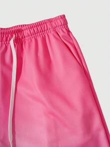 ROMWE MEN Street Life 男士休闲撞色字母印花抽绳腰带运动裤 - 粉色 - 查看 4