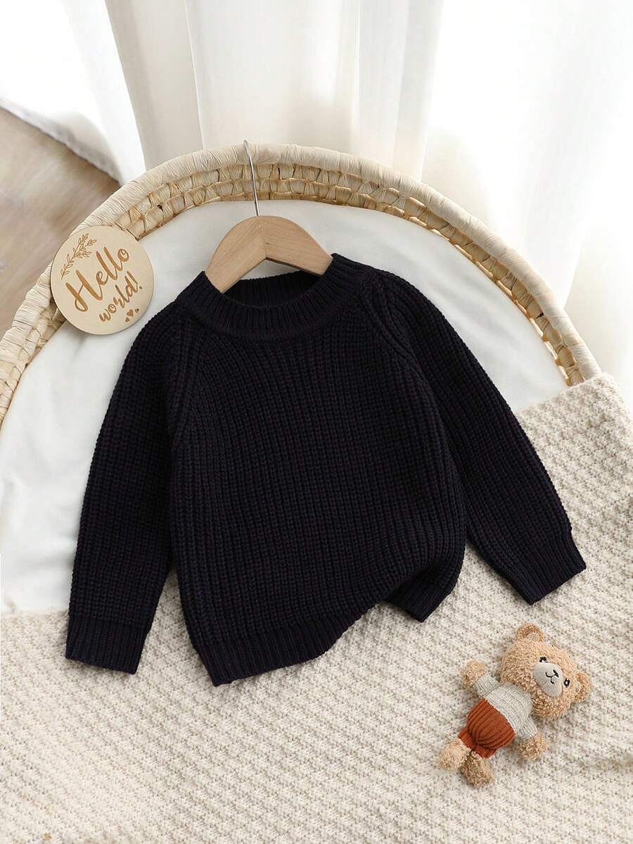 SHEIN Playful Pals 圣诞树阴影:时尚绿色毛衣,适合婴幼儿 - 藏蓝色 - 查看 1