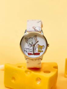 TOM & JERRY X SHEIN Reloj de dibujos animados lindo - Accesorio de moda de estilo juguetón - Rosa - Ver 2