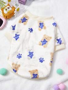 PETSIN 1 White Teddy Bear Flannel Pet Beige Flannel Thick Warm Pet Clothing - Multicolor - View 2