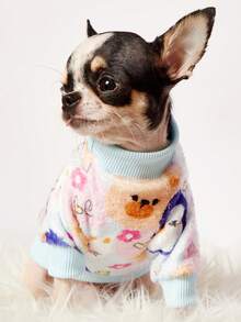 PETSIN 1 件企鹅图案法兰绒宠物服，厚实保暖的蓝色法兰绒宠物服装 - 藍色 - 查看 9