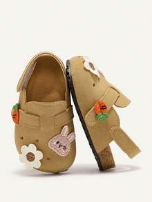 Cozy Pixies Versatile Casual Cute Rabbit, Flower, Carrot Princess Crib Shoes Toddler Girls Flat Sandals - Brown - View 1