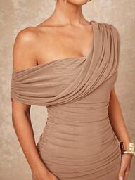 Lumalex Vestido longo feminino estilo boêmio, estilo boêmio, para festa de casamento ao ar livre, para festa de volta às aulas, elegante, vermelho, angola, de malha, um ombro, franzido, justo, justo, bodycon, verão, praia, férias, Páscoa, festa