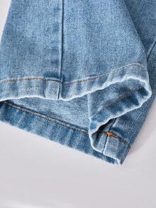 SHEIN Explorewe 3件套：Tween City 名字印花短款连帽衫、简约肩带吊带背心和破洞阔腿牛仔裤 - 摩卡棕 - 查看 5
