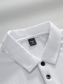 Manfinity CasualCool 男士时尚商务休闲工作夏季舒适立领 Polo 衫，百搭款式，适合丈夫 - 白色 - 查看 4