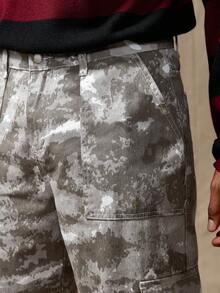 RivetRise Pantalones vaqueros de trabajo informales tipo cargo con bolsillos y pierna recta en estampado camuflaje para hombres, regalos para esposo o novio