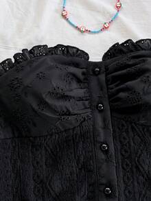 Soleia 白色休闲纹理面料荷叶边抹胸上衣，适合度假、海滩、夏季、波西米亚风、钩针编织、亚麻等风格。