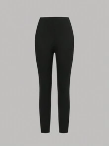 SHEIN Girlism Trang phục thường ngày cho bé gái tuổi teen - Áo nỉ cổ tròn màu xám nhạt dáng rộng in chữ NYC, kết hợp với quần legging in họa tiết bó sát - Xám - Xem 6