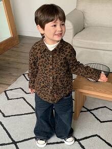 DAZY Toddler Boys' Leopard Print Casual Loose Long Sleeve Streetwear Top