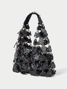 SHECARRY 女士手提包，白色，时尚，优雅，度假，派对 - 黑色 - 查看 2