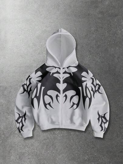 Street Life بلوزة رياضية مطبوعة للرجال، قياس فضفاض