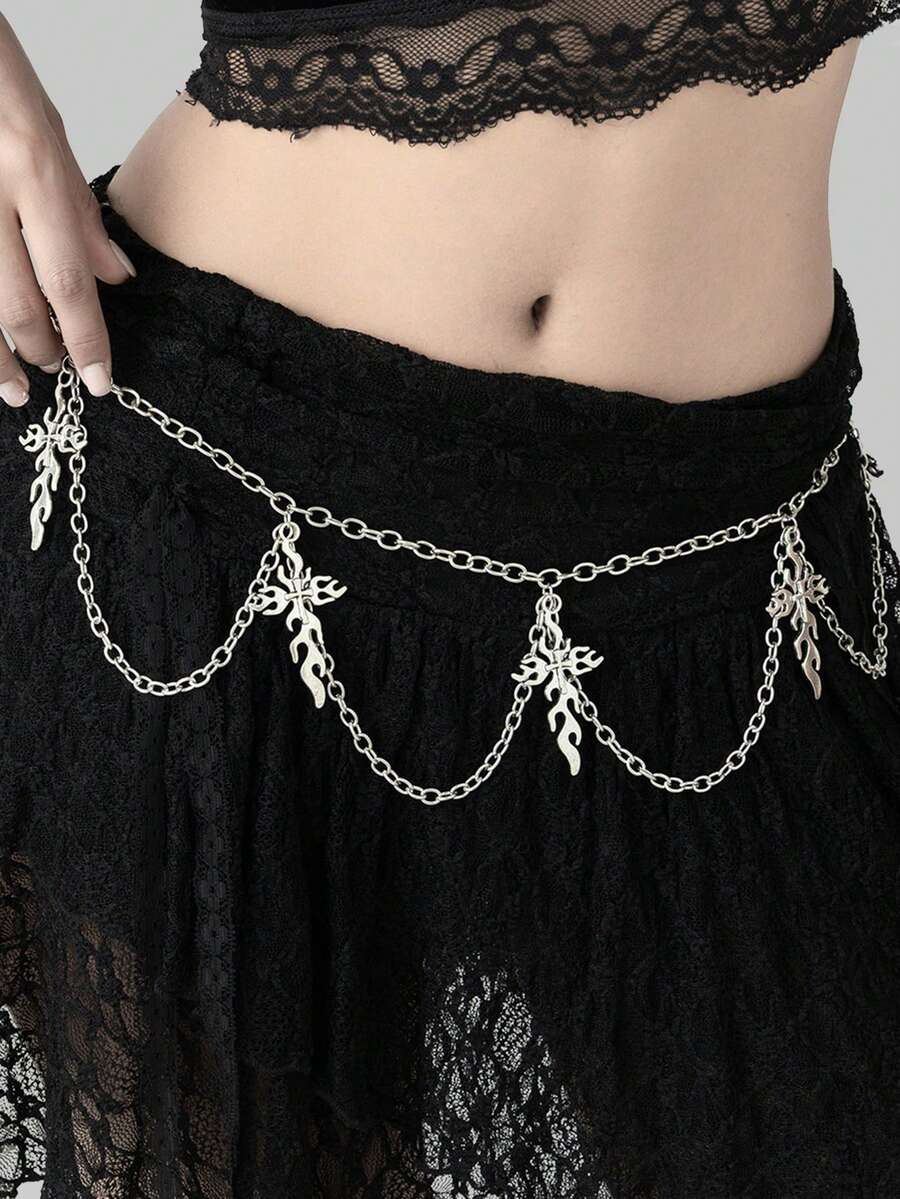 ROMWE Goth 1 chiếc mặt dây chuyền thánh giá rỗng cá nhân hóa dành cho nữ - Bạc - Xem 1