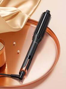 JMMO Thermal Brush Curling Brush, Blowout Heated Round Volumizer, Hair Straightener & Curler & Comb 3 In 3, Negative Ion For Smoother, LCD Display-EU Plug