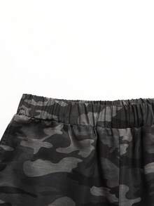 Girlism 少女秋冬白色V领针织字母印花棒球衫，宽松卫衣上装搭配迷彩阔腿裤两件套休闲套装