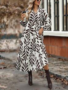 EMERY ROSE Women's Casual Commuter Plant Print Dress - Multicolor - View 6