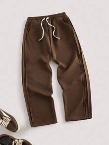 Open Phase 男士加厚时尚休闲宽松直筒裤，适合秋季、春季到夏季穿着，复古美式风格，男女皆宜，宽松版型夏季服装——适合日常穿着和夏季度假穿着。 - 咖啡棕 - 查看 5