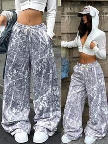 Coolane Quần ống rộng cạp chun rút họa tiết cành cây dành cho nữ - Nhiều màu - Xem 1