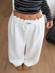 Coolane Quần ống đứng vải nỉ ấm áp phong cách tối giản, đơn giản, mặc hàng ngày, phong cách đường phố cổ điển dành cho nữ mùa thu/đông - trắng - Xem 6