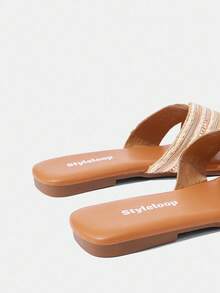 Styleloop Women's Casual Minimalist Versatile Flat Sandals - Beige - View 7