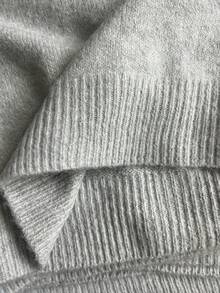 EMERY ROSE Casual Style Solid Color Crew Neck Knit Long Sleeve Sweater - Light Grey - View 7