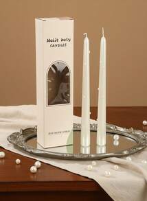 Cirelle 2 piezas Vela de tallo largo de 10 pulgadas con perlas chapadas en estilo europeo, uso doméstico, vela de boda sin humo, vela de candelabro para cena a la luz de las velas, accesorio fotográfico de ambiente elegante, mejor opción para regalo - Multicolor - Ver 8