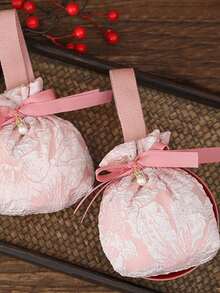 10 个装小号花卉图案礼品袋，帆布粉色礼品袋，带提手茶会回礼袋，迷你束口糖果礼品袋，适用于新娘送礼会、生日、婚礼（浅粉色）、情人节 - 彩色 - 查看 8